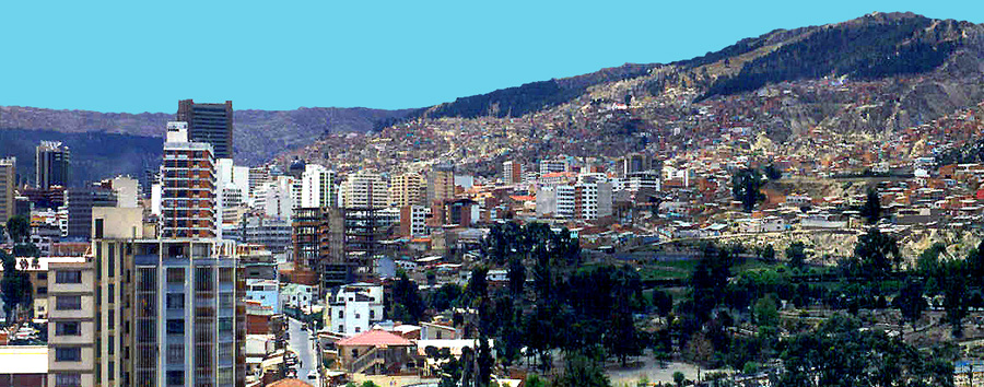 VIEW OF DOWNTOWN LA PAZ, BOLIVIA