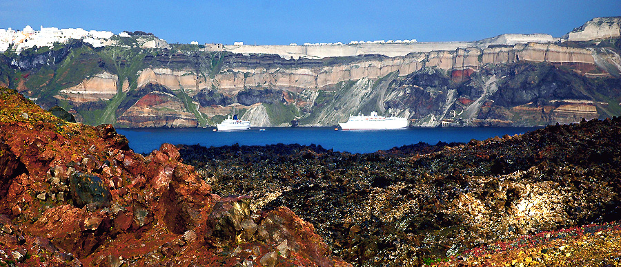 SANTORINI ISLAND FROM THE VOLCANO