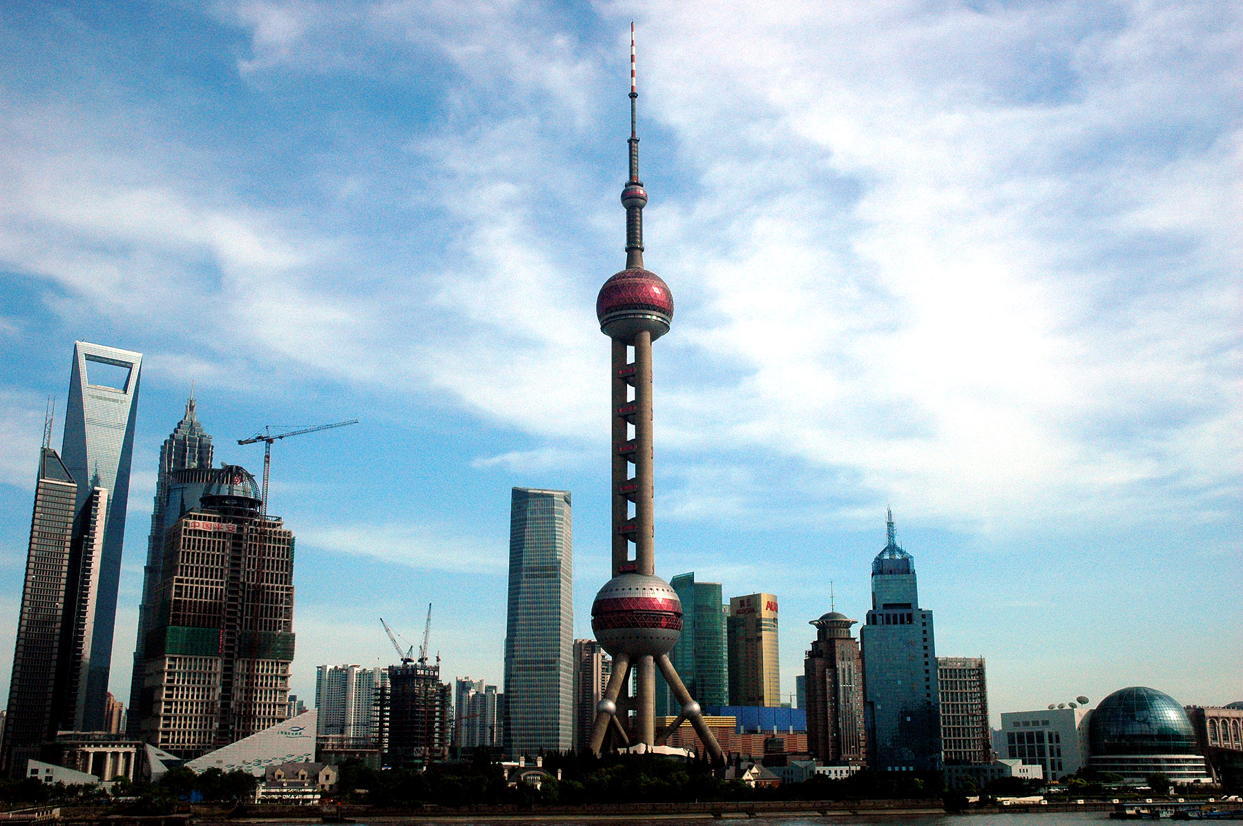 SKYLINE OF MODERN SHANGHAI FROM THE HUANGPU RIVER