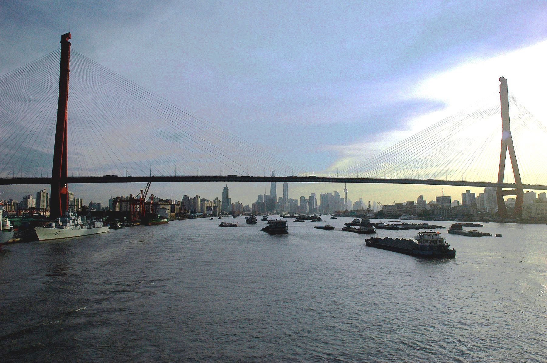 SKYLINE OF SHANGHAI UNDER THE YANG PU BRIDGE
