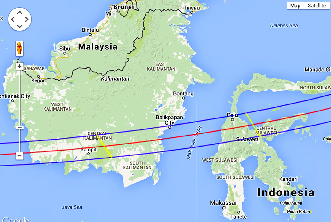 Eclipse 2016 - A18-Map of Path thru Eastern Indonesia