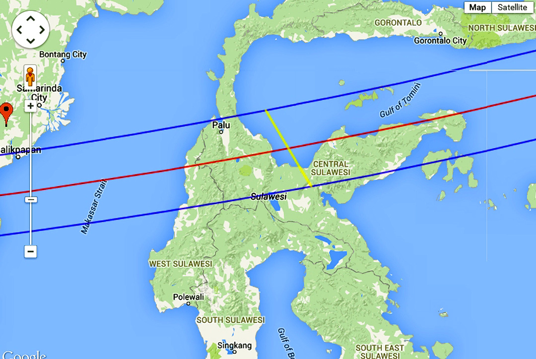 Eclipse 2016 - A22-Map of Path over Sulawesi