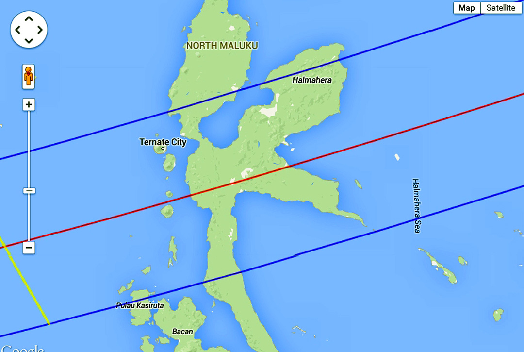Eclipse 2016 - A26-Map of Path over Maluku Island