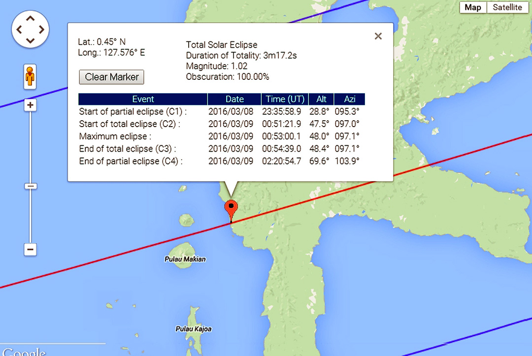 Eclipse 2016 - A28-Map and Circumstances for Maluku Island