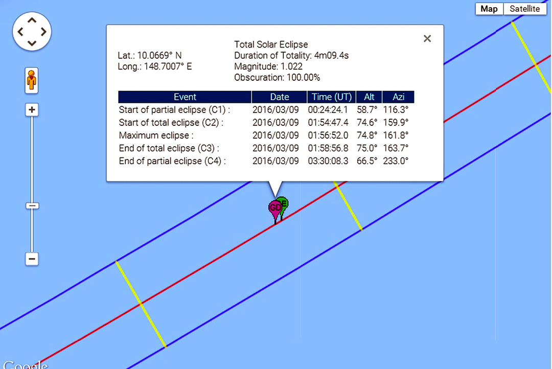 Eclipse 2016 - A30-Path and Circumstances at Point of GE