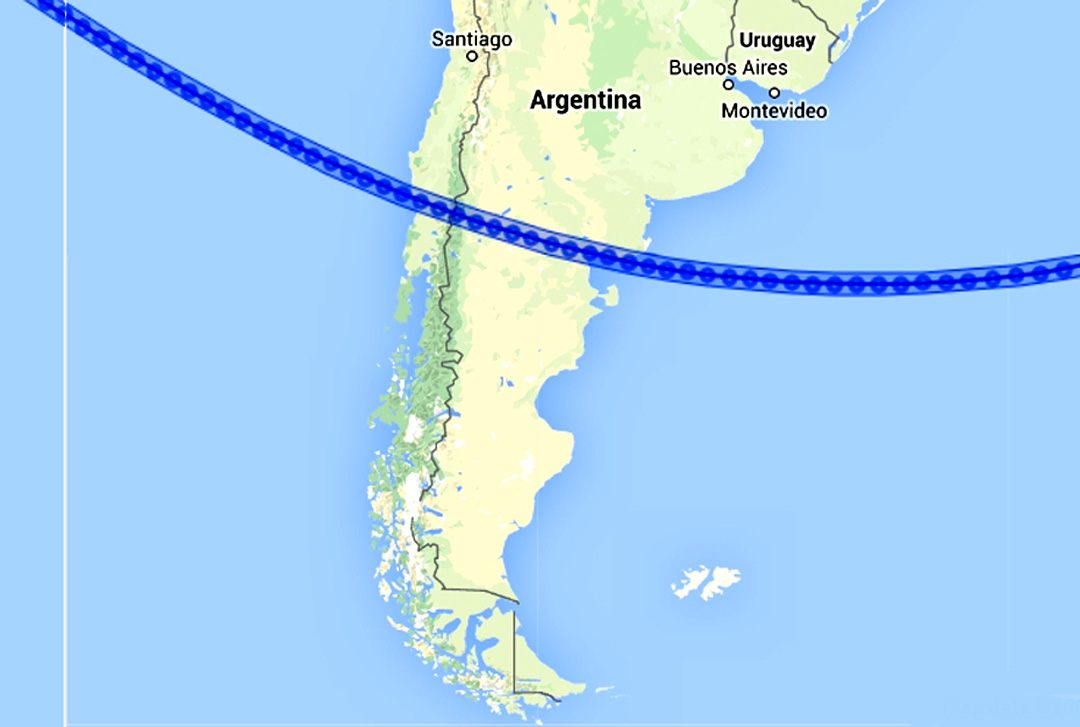 Eclipse 2020 - D04-Path over Ocean and South America