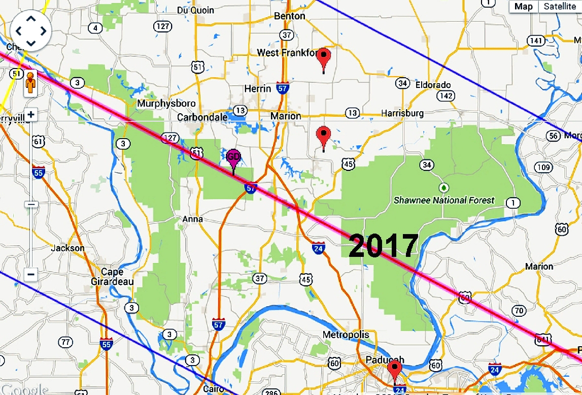 Eclipse 2024 - E34-Detailed 2017 Path near Point of GE