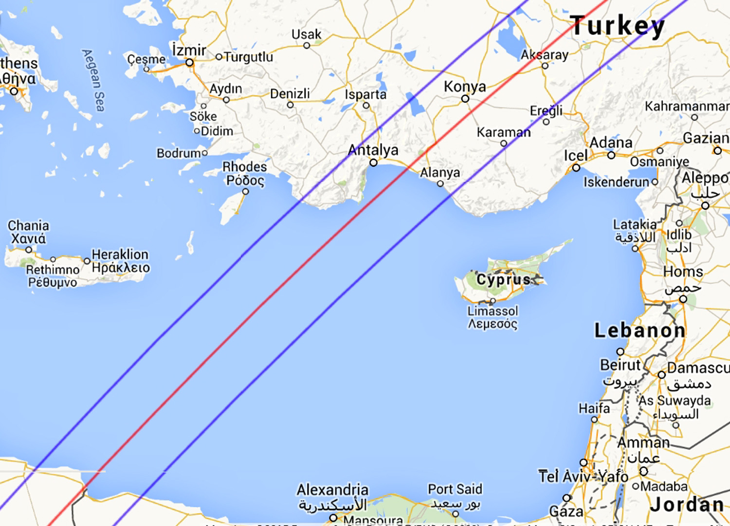 Eclipse 2006 - A08 - Path over the Mediterranean