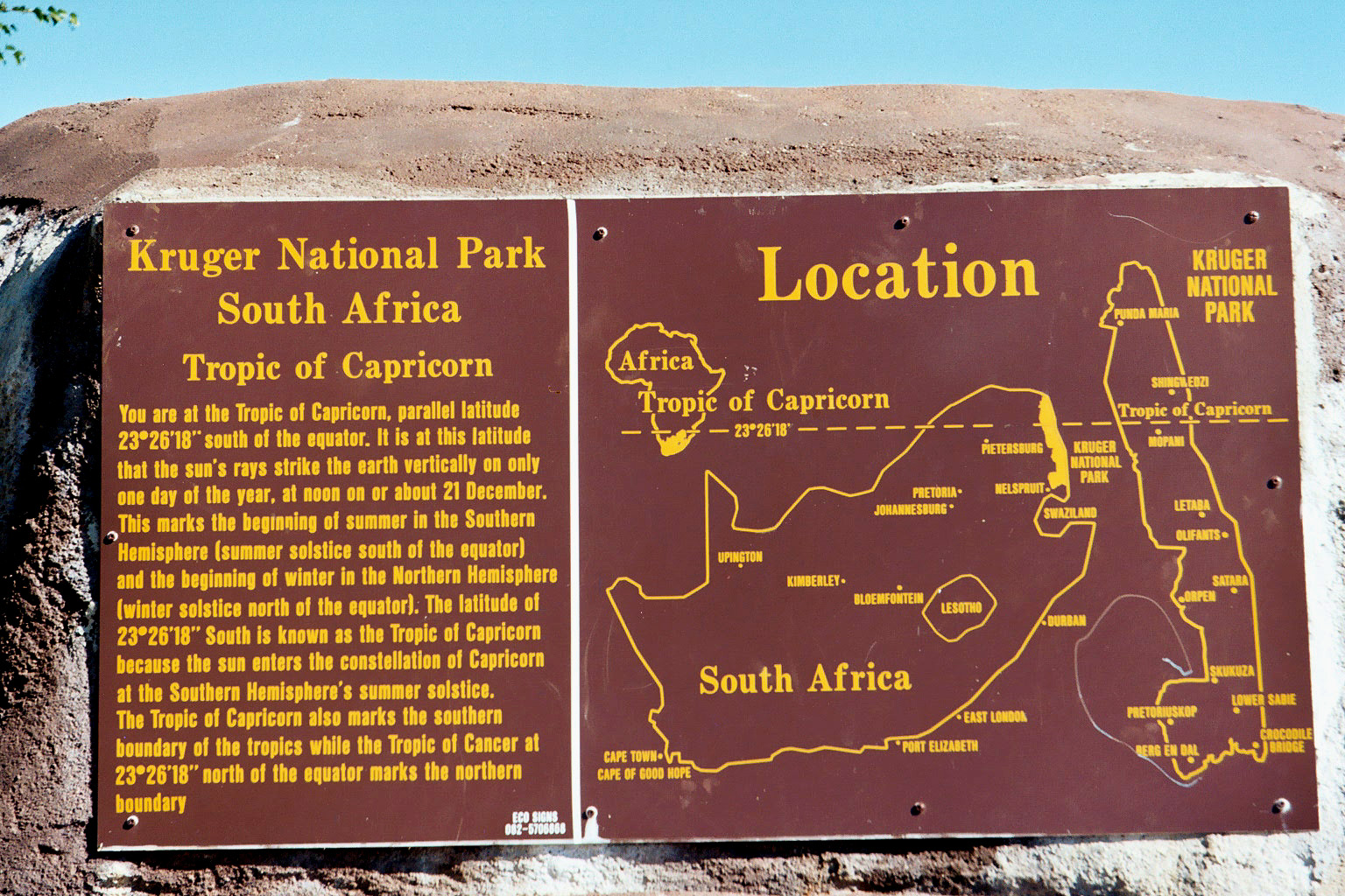 Eclipse 2002 - A25 - Kruger - Capricorn Monumen