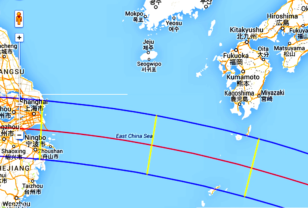 Eclipse 2009 - A10 - Path thru the China Sea