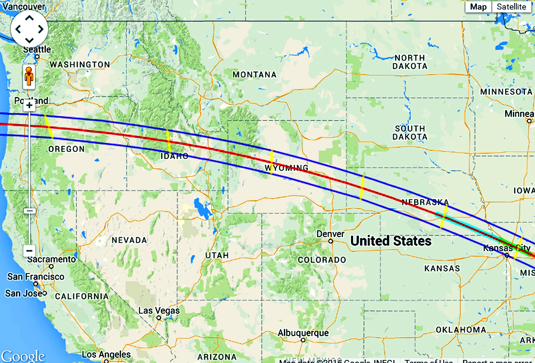 Eclipse 2017 - A08 - Path through the Western USA