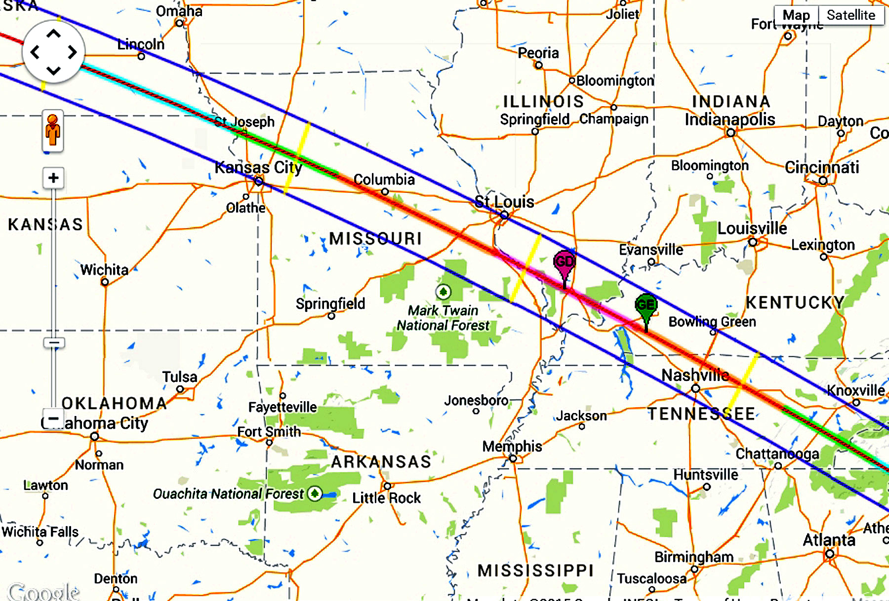 Eclipse 2017 - A12 - Path through the Midwestern USA