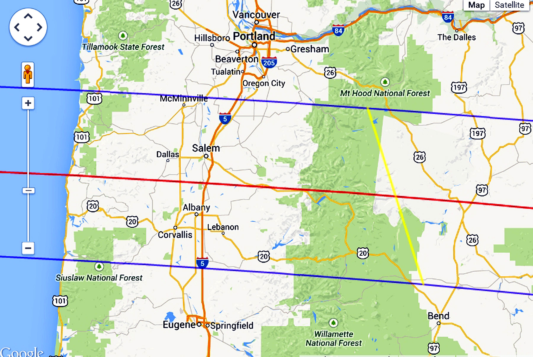 Eclipse 2017 - A20 - Path of Totality over Salem Oregon and near Portland