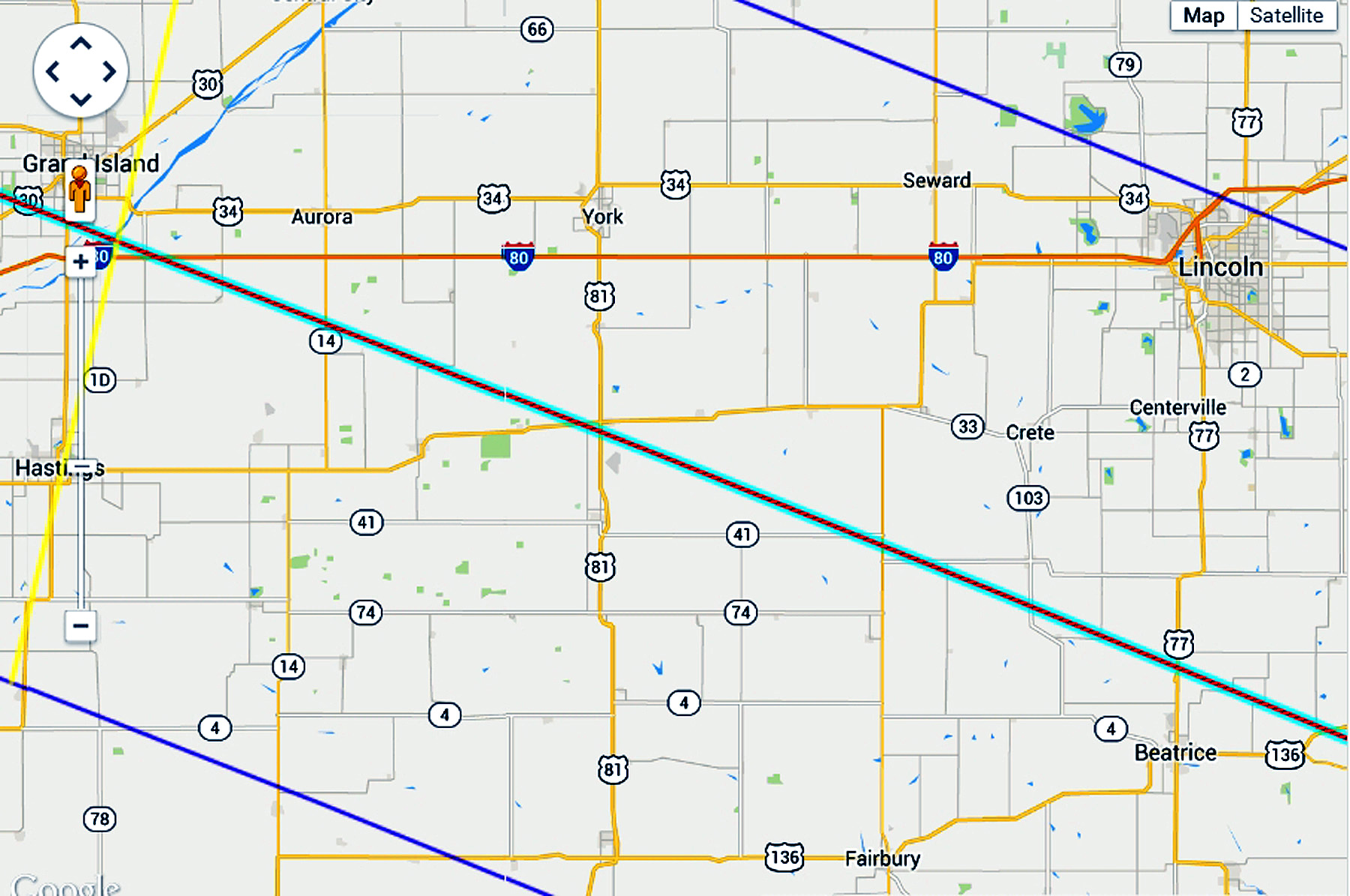 Eclipse 2017 - A40 - Path of Totality over Grand Island and Lincoln Nebraska