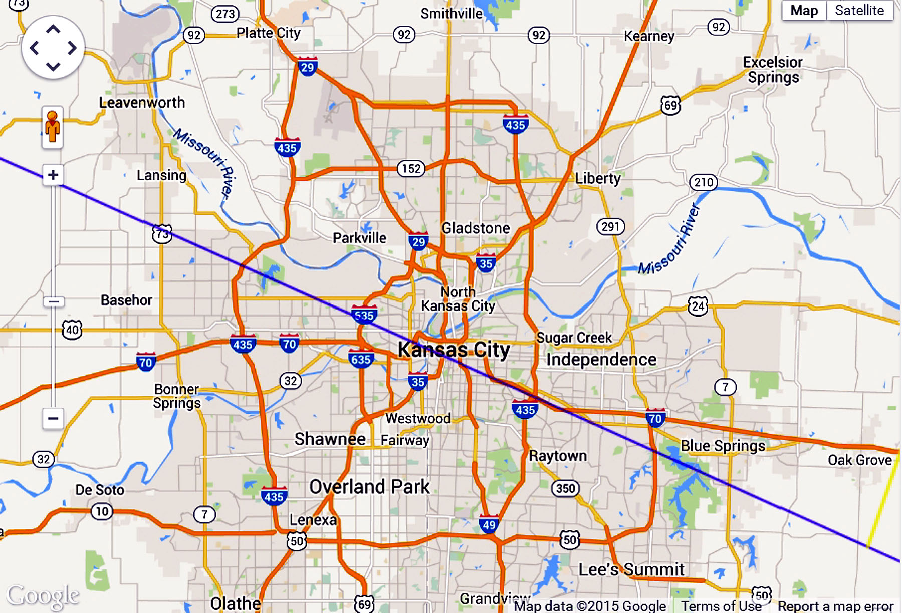 Eclipse 2017 - A48 - Path of Totality Southern Limit through Downtown Kansas City