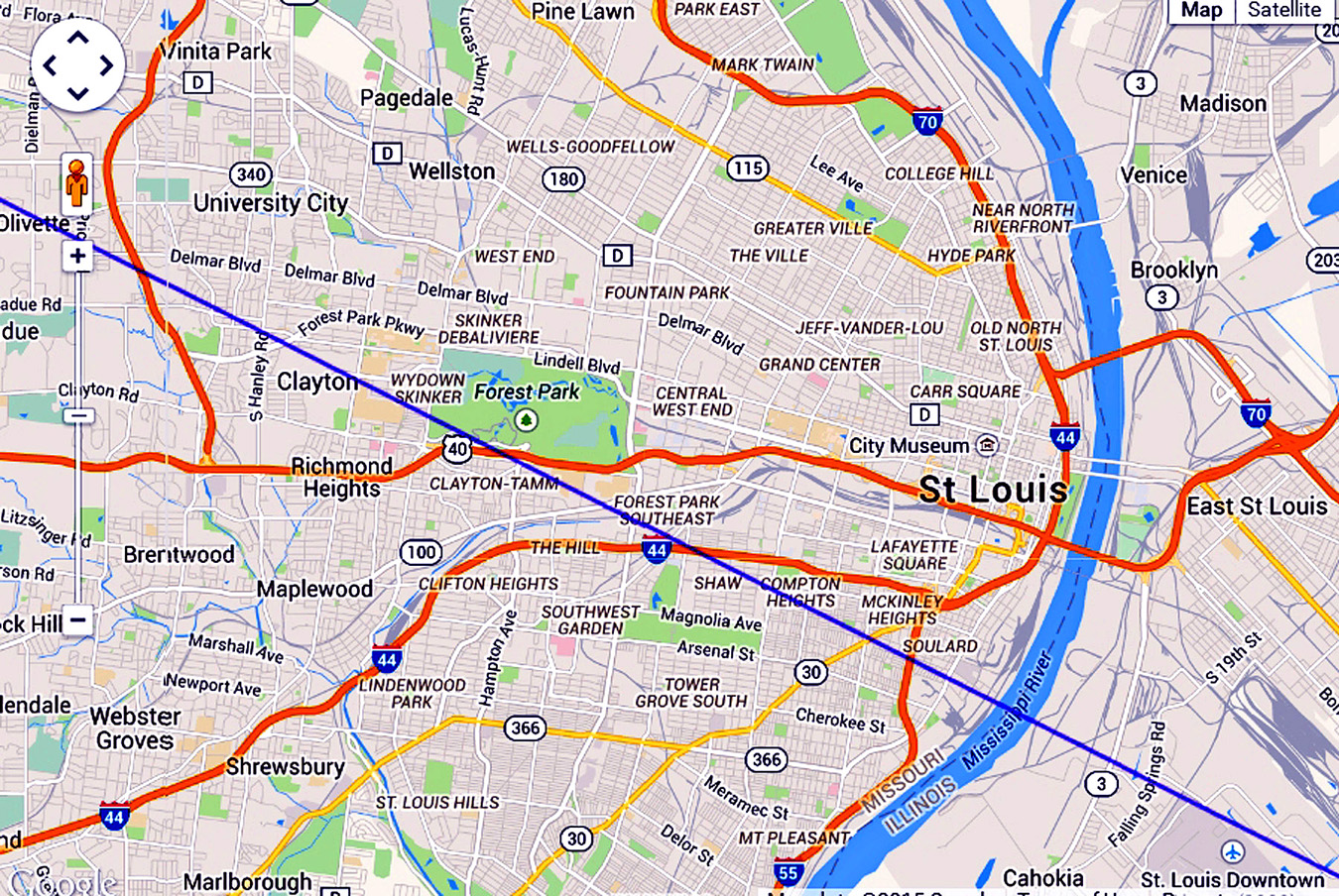 Eclipse 2017 - A60 - Path of Totality Northern Limit through Downtown St