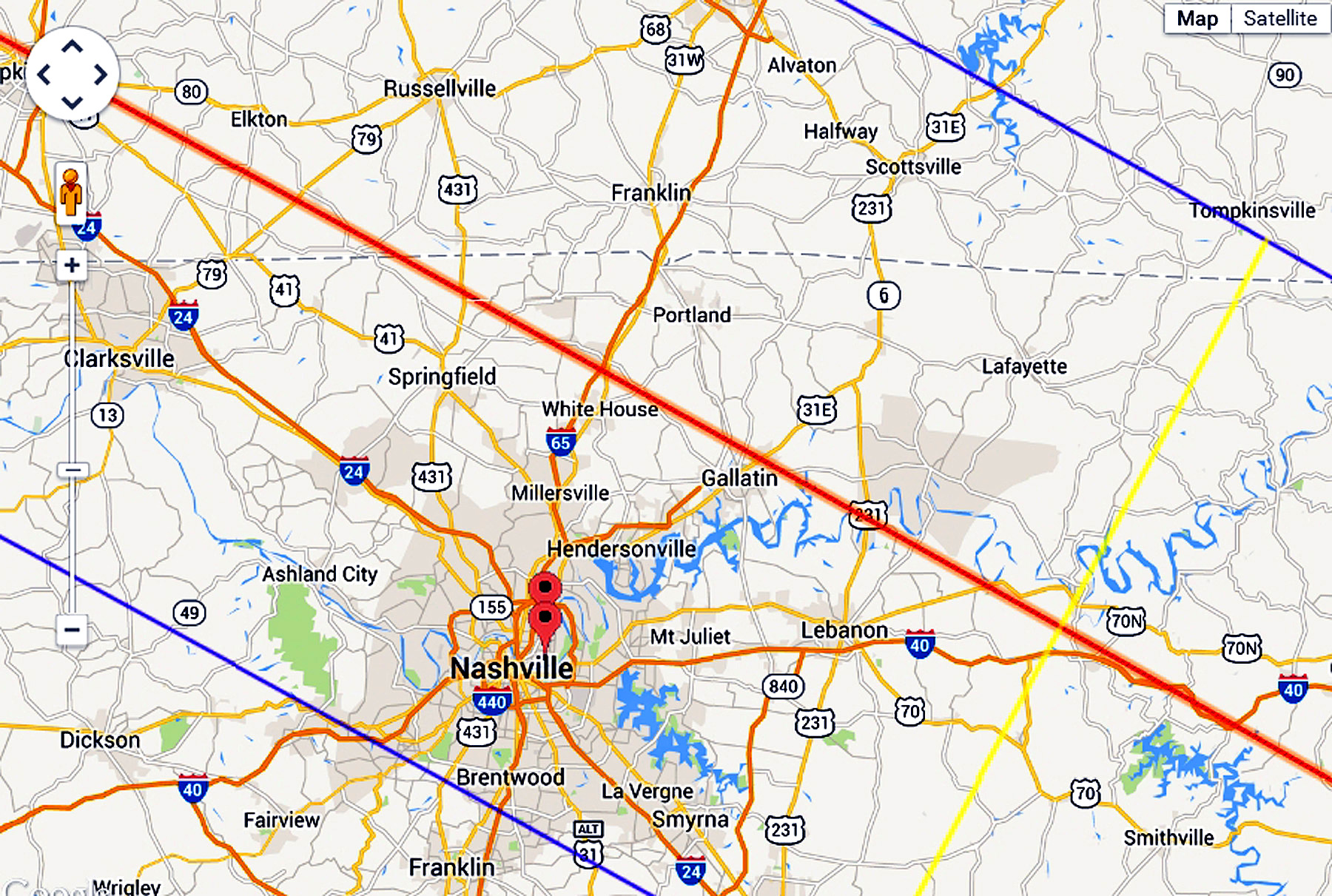 Eclipse 2017 - A76 - Path of Totality over Nashville