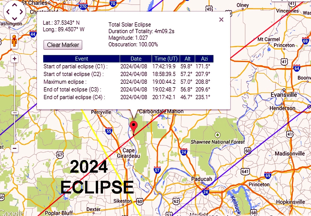 Eclipse 2017 - A91 - Circumstances of April 8 2024 Eclipse Near GE