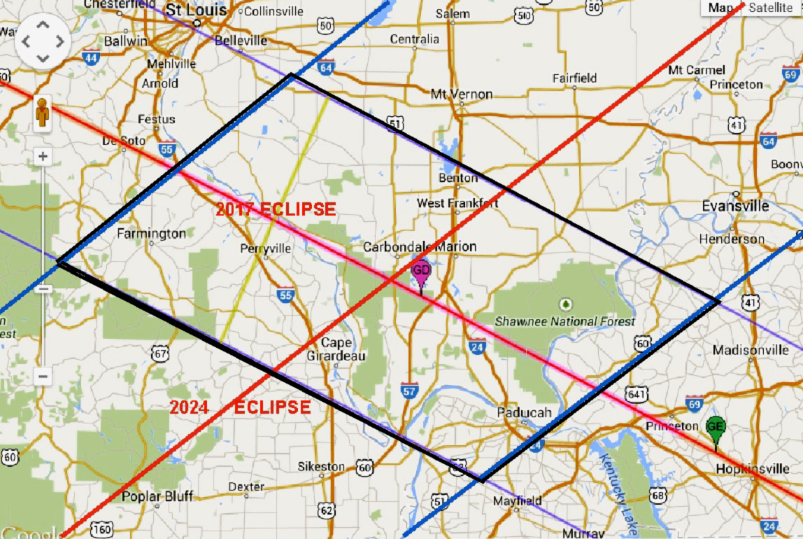 Eclipse 2017 - A92 - Area that will see both the 2017 and 2024 Eclipses